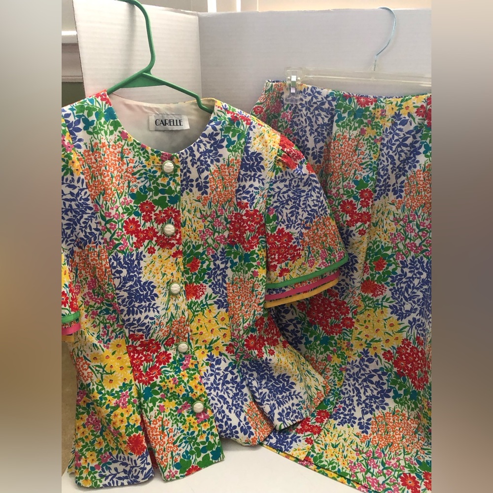 Vintage, floral, two piece top/skirt